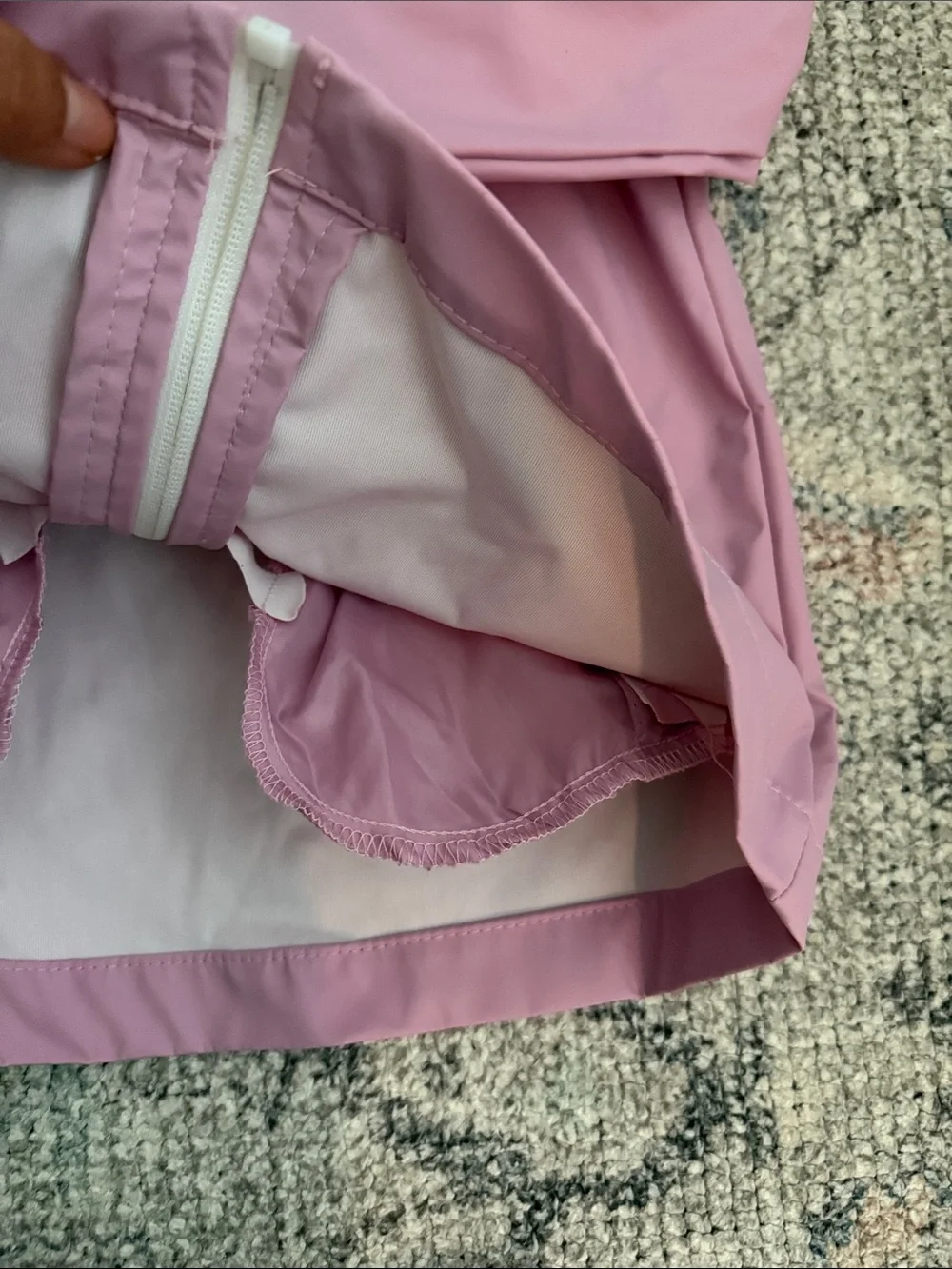 Girls' Pink Hooded Raincoat with Striped Lining